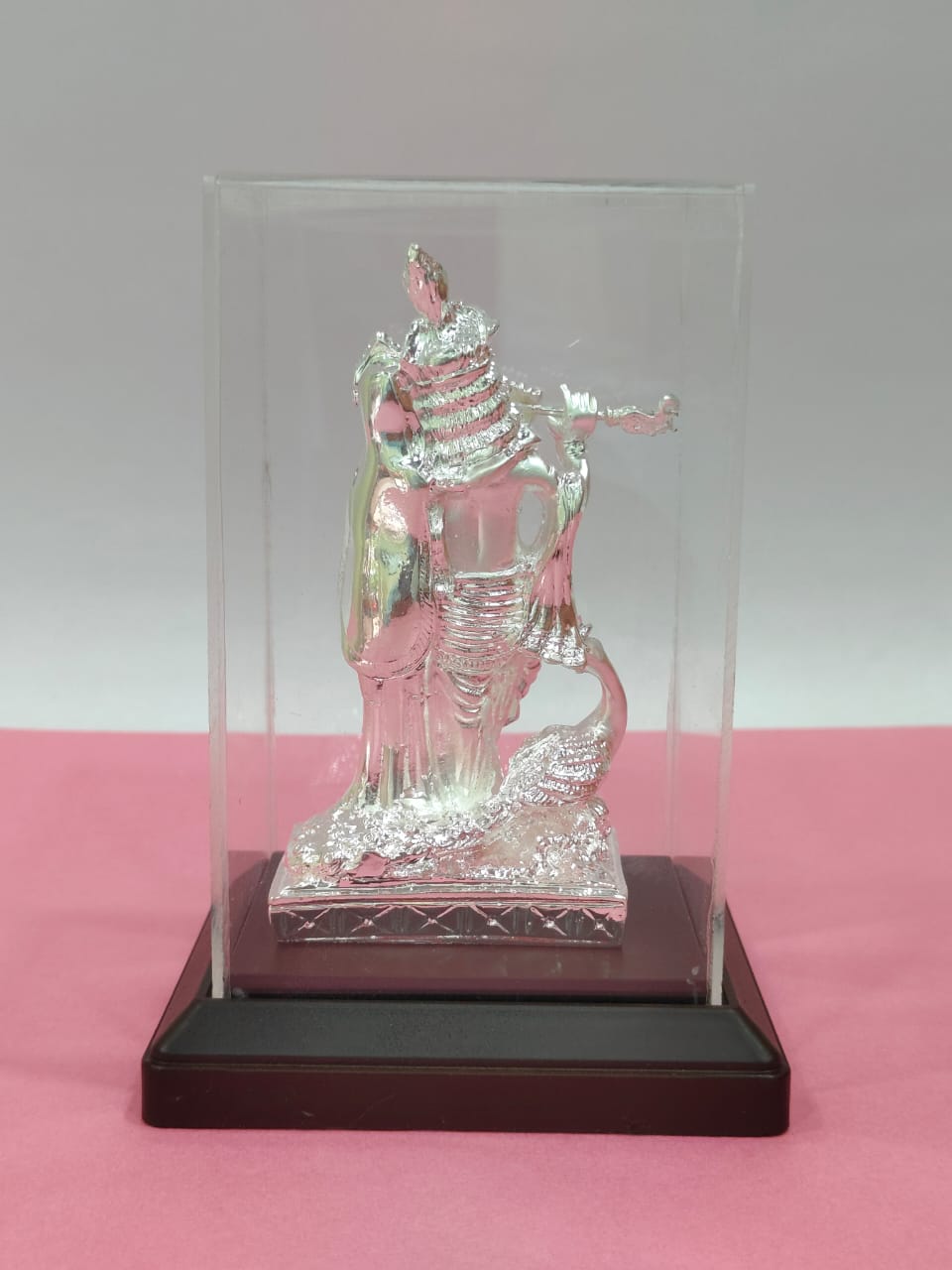 Silver-Plated Krishna and Radha Idol